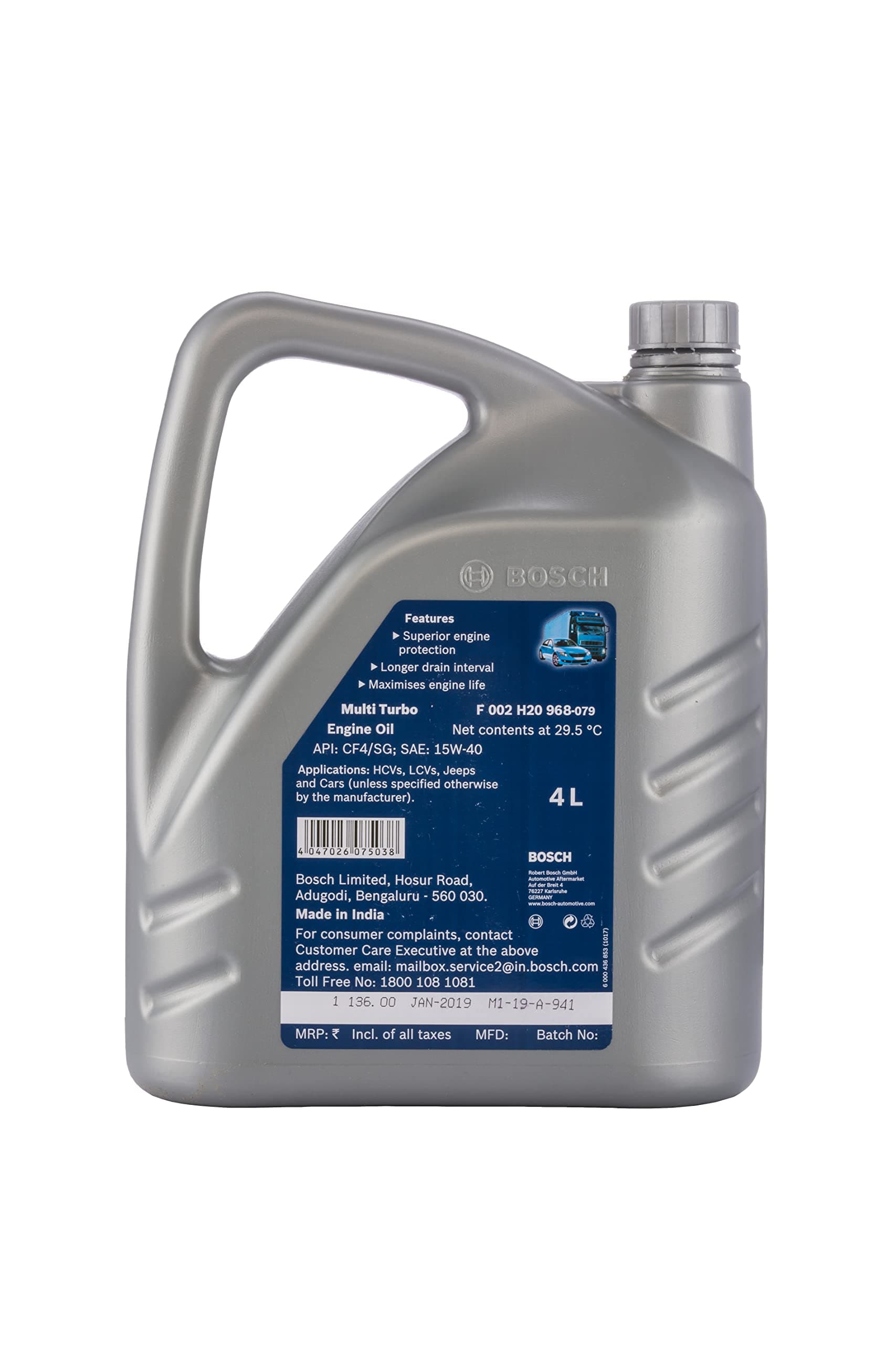 Bosch Multi turbo CF4/SG 15W 40 - 4.0Ltr