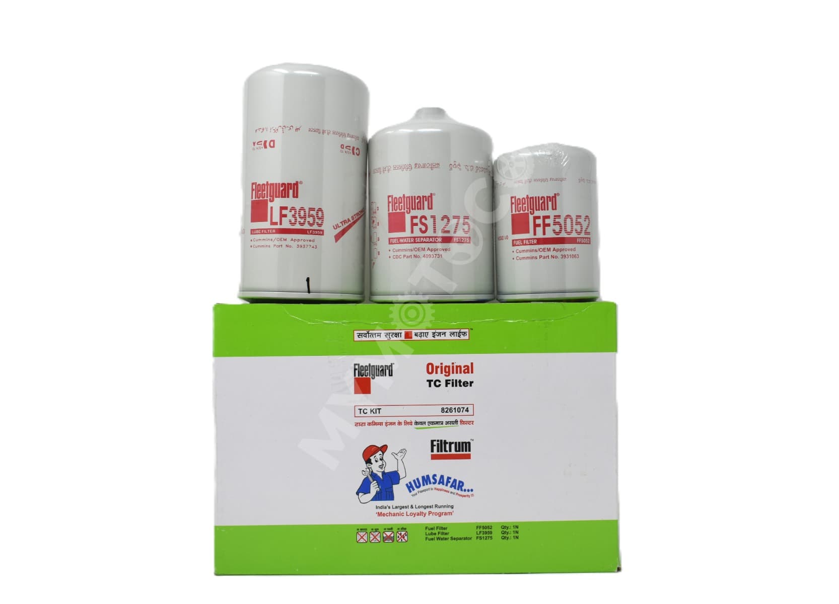 Fleetguard Filter Kit - Tata 1612 to 4018 All TC BS II & III - Small Hole