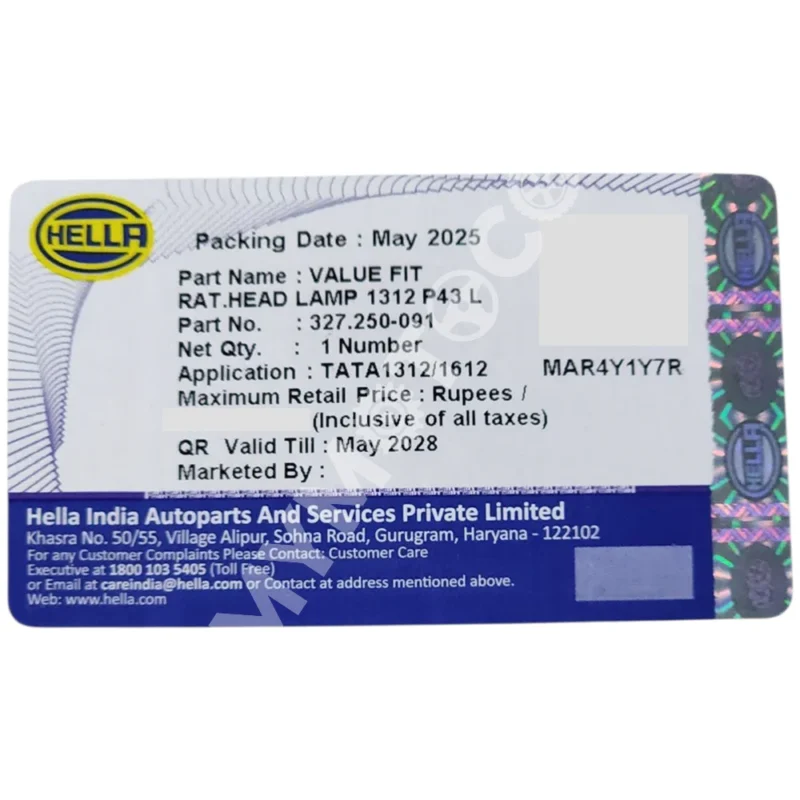 Hella Head Light Assembly - P43 Type - LH For Tata 1312/1612 - Image 4